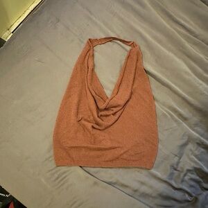 FREE PEOPLE SWEATER OPEN BACK HALTER TOP